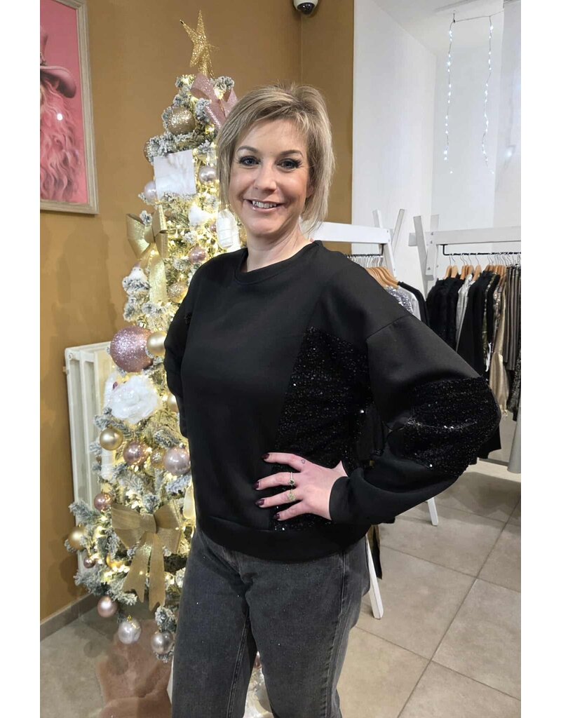 L&A SWEATER PAILLET ZWART