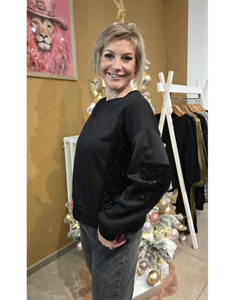 L&A SWEATER PAILLET ZWART