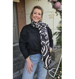 LUNA D SJAAL-BLOEM-ZWART/ECRU