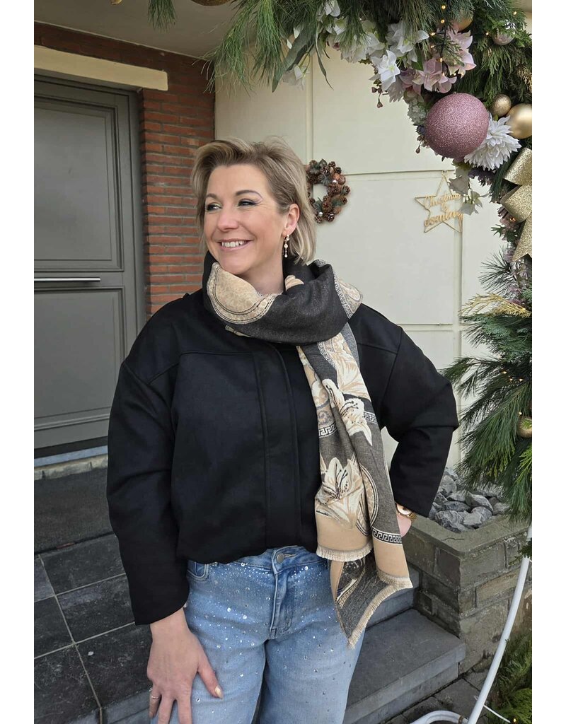 LUNA D SJAAL-BLOEM-BEIGE/ZWART