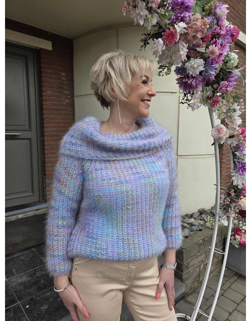 L&A PULL OFF SHOULDER-MULTI BLAUW