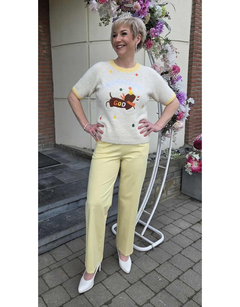 L&A BROEK-PASTEL GEEL