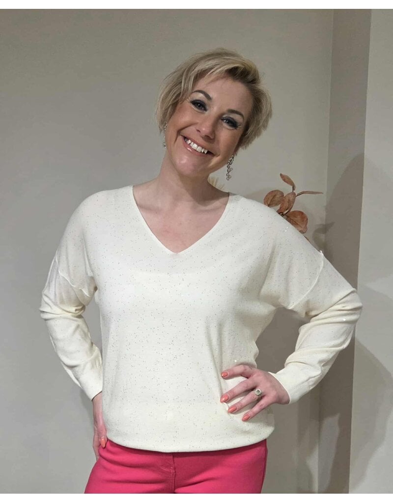 L&A PULL-GLITTER/ECRU