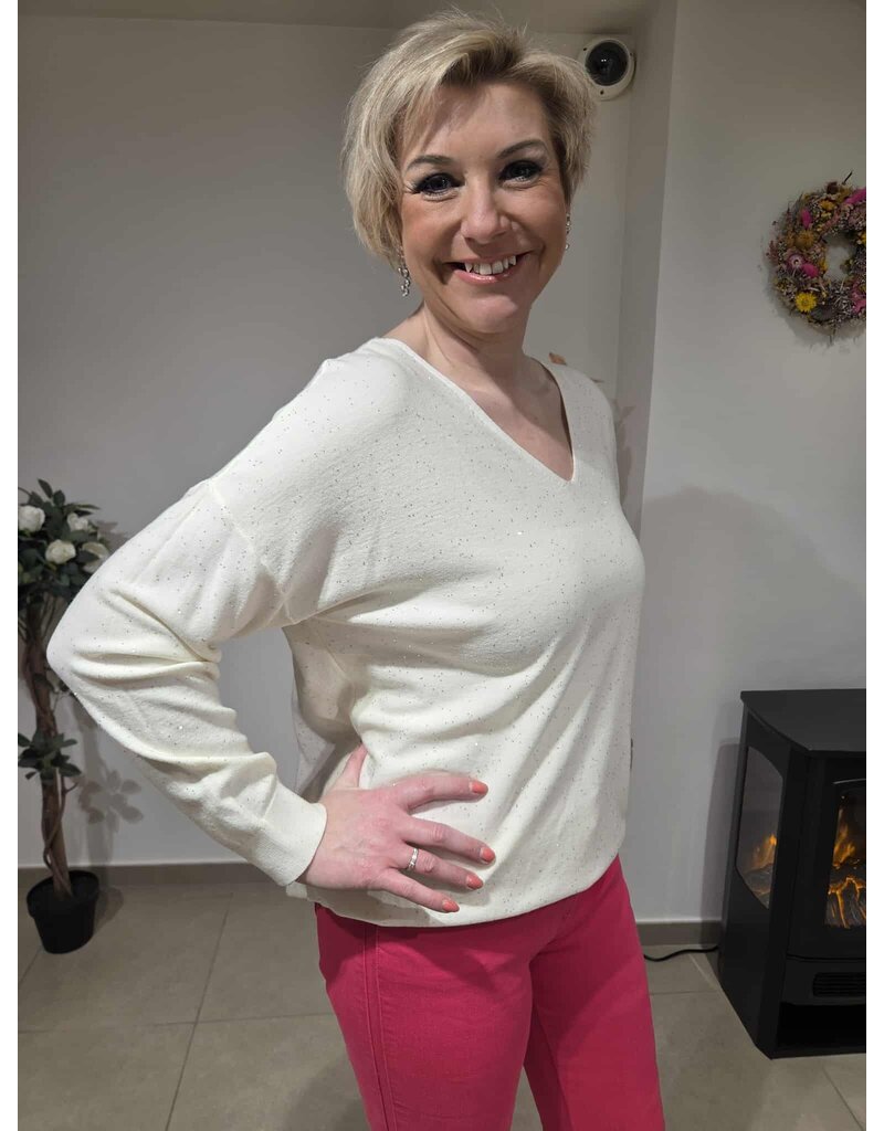 L&A PULL-GLITTER/ECRU