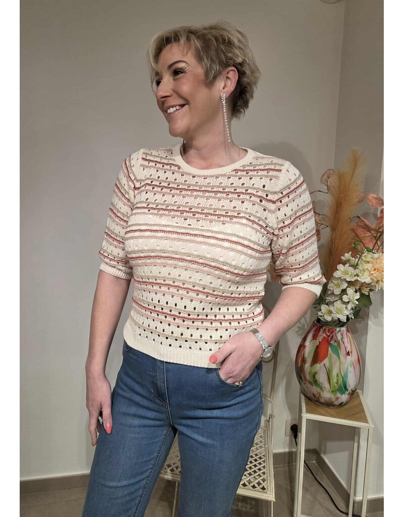 Julie Guerlande 67JG2PPU210-PULL-STRIPES BEIGE