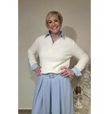 L&A PULL-KRAAG-WIT/BLAUW