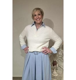 L&A PULL-KRAAG-WIT/BLAUW