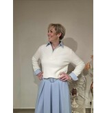 L&A PULL-KRAAG-WIT/BLAUW