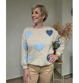 MARTA DU CHATEAU AMARANTE-PULL-BEIGE/BLAUW