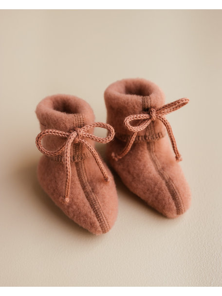 Unaduna X Engel Baby wool fleece booties -  sienna clay