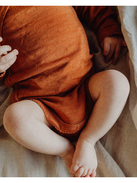 Unaduna Wrap around body pointelle wool/silk - cameo rose