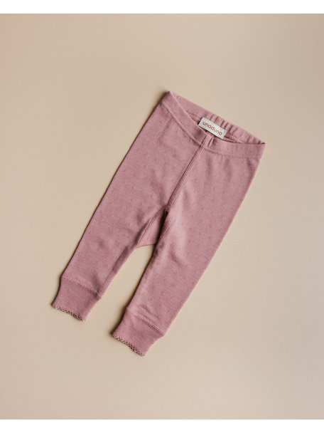 Unaduna Baby leggings pointelle wool/silk - cameo rose