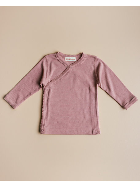 Unaduna Baby wrap-around shirt pointelle wool/silk - cameo rose
