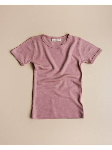 Unaduna Shirt short sleeves pointelle wool/silk - cameo rose