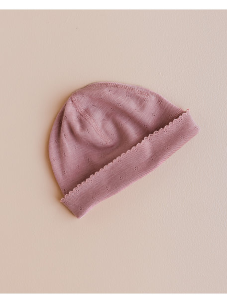 Unaduna Baby hat pointelle wool/silk - cameo rose