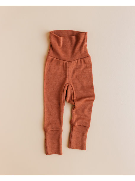 Unaduna Baby pants pointelle 2 in 1 feet wool/silk - umbre