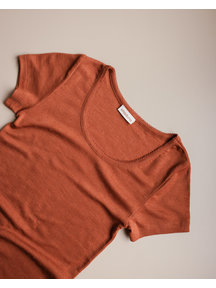 Unaduna Women's shirt short sleeves pointelle wool/silk - umbre