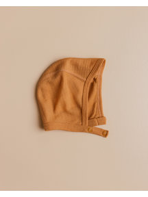 Unaduna Bonnet with press stud wool - inca gold Unaduna Bonnet with press stud wool - inca gold