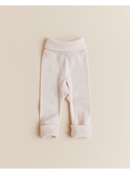 Unaduna Baby pants tiny rib wool 2 in 1 feet - mazarin