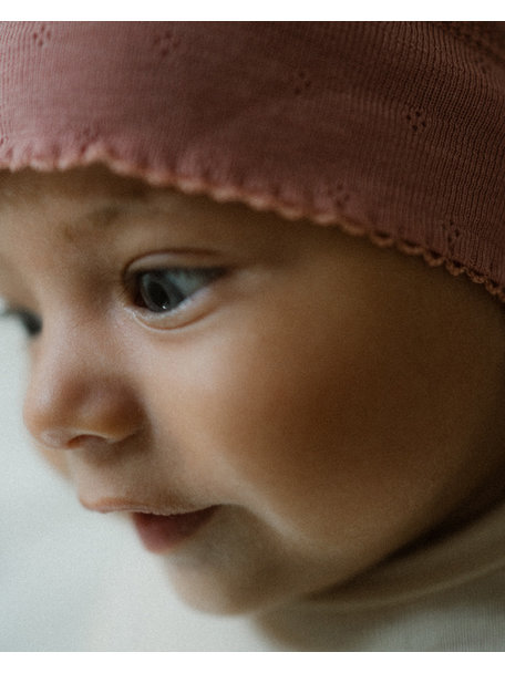 Unaduna Baby hat pointelle wool/silk - cameo rose