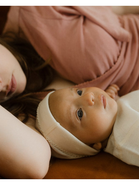 Unaduna Baby hat pointelle wool/silk - cameo rose