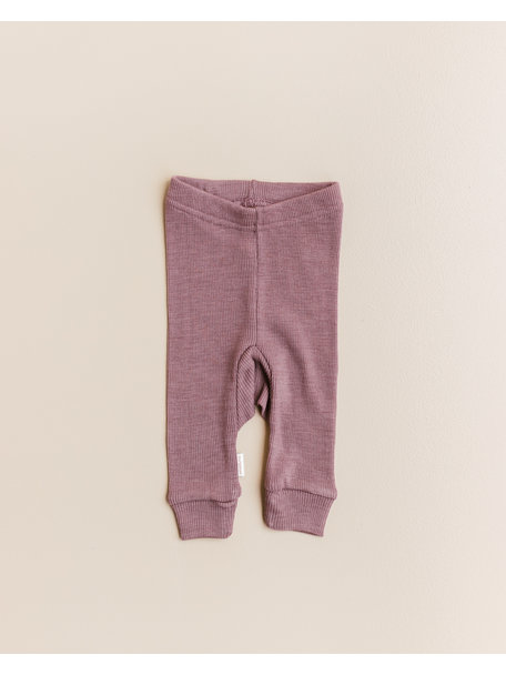 Unaduna Baby leggings tiny rib wool/silk - mauvewood