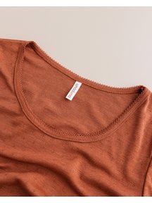 Unaduna Women's shirt long sleeves pointelle wool/silk - umbre