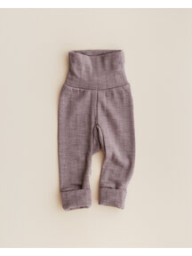 Unaduna Baby pants striped ajour 2 in 1 feet wool/silk - heather