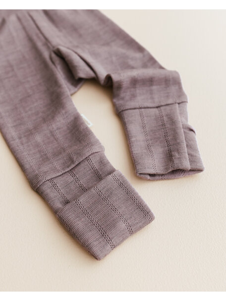 Unaduna Baby pants striped ajour 2 in 1 feet wool/silk - heather