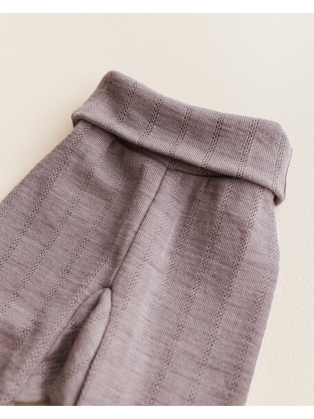 Unaduna Baby pants striped ajour 2 in 1 feet wool/silk - heather