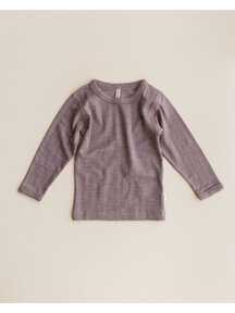Unaduna Kids shirt longleeves striped ajour wool/silk - heather