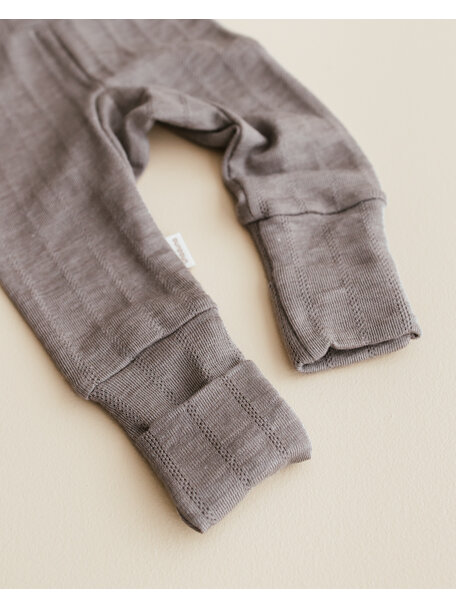 Unaduna Baby pants striped ajour 2 in 1 feet wool/silk - hazel