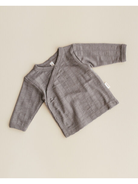 Unaduna Baby wrap-around shirt striped ajour wool/silk - hazel