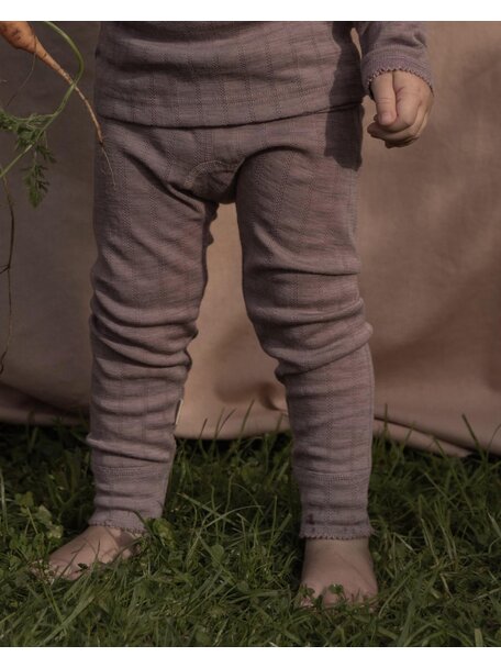 Unaduna Kids leggings striped ajour wool/silk - heather