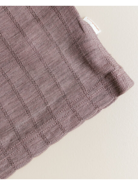 Unaduna Baby shirt longsleeves striped ajour wool/silk - heather