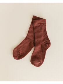 Unaduna Woolen rib children's socks - henna dune