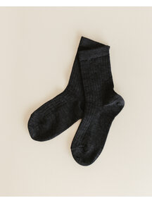 Unaduna Woolen rib children's socks - ebony