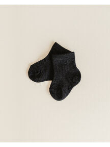 Unaduna Woolen rib baby socks - ebony