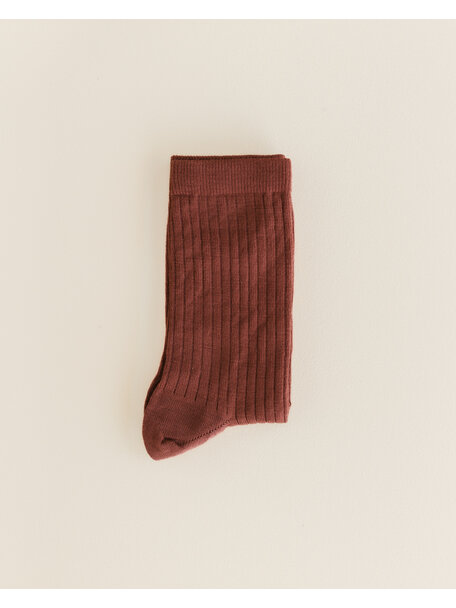 Unaduna Wool rib Unisex socks - henna dune