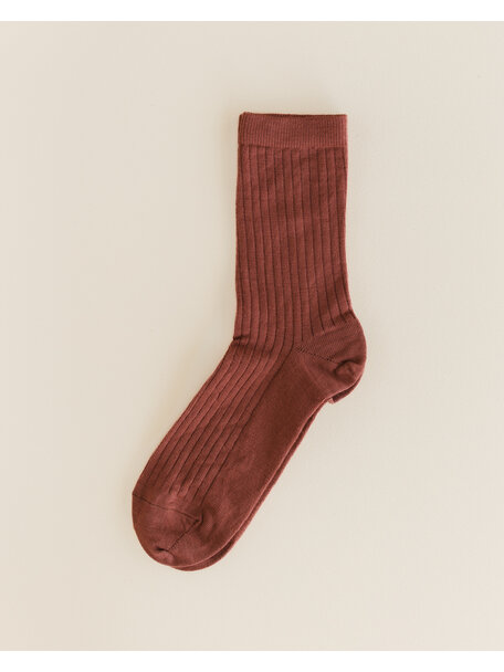 Unaduna Wool rib Unisex socks - henna dune