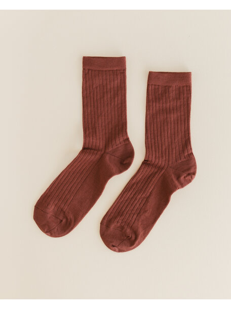 Unaduna Wool rib Unisex socks - henna dune