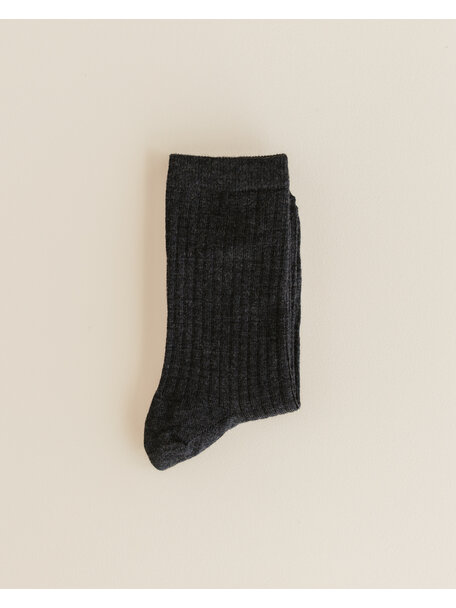 Unaduna Wool rib Unisex socks - ebony