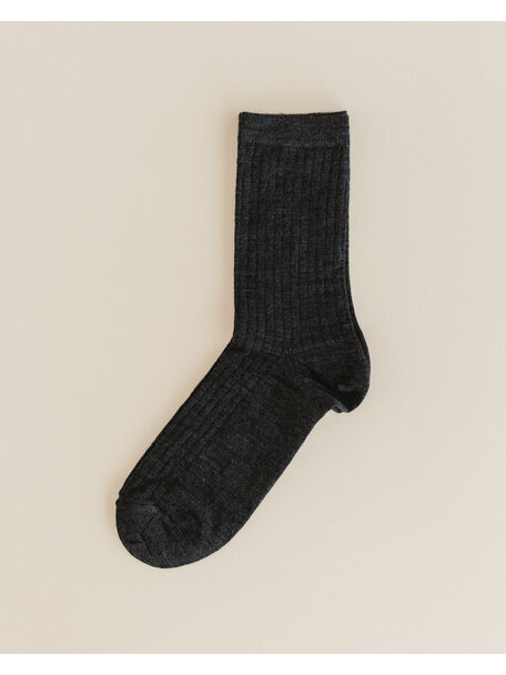 Unaduna Wool rib Unisex socks - ebony