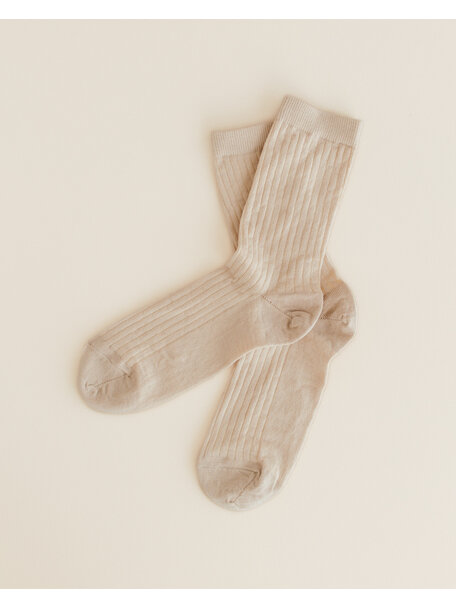 Unaduna Wool rib Unisex socks - maca