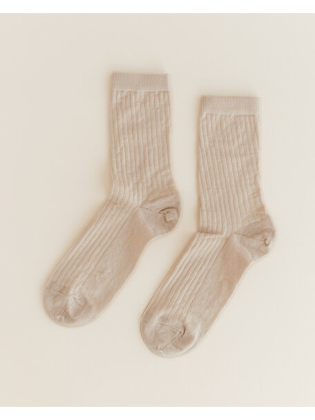 Unaduna Wool rib Unisex socks - maca
