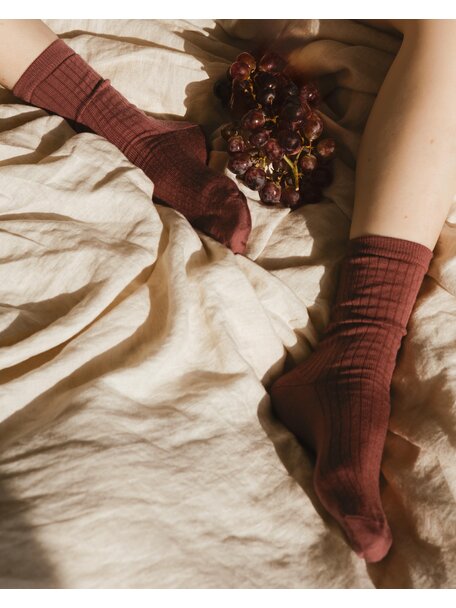 Unaduna Wool rib Unisex socks - henna dune
