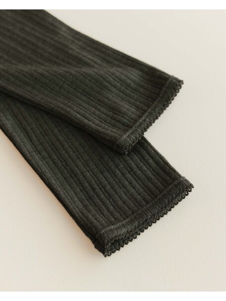 Unaduna Women's shirt longsleeves rib wool/silk - wakame