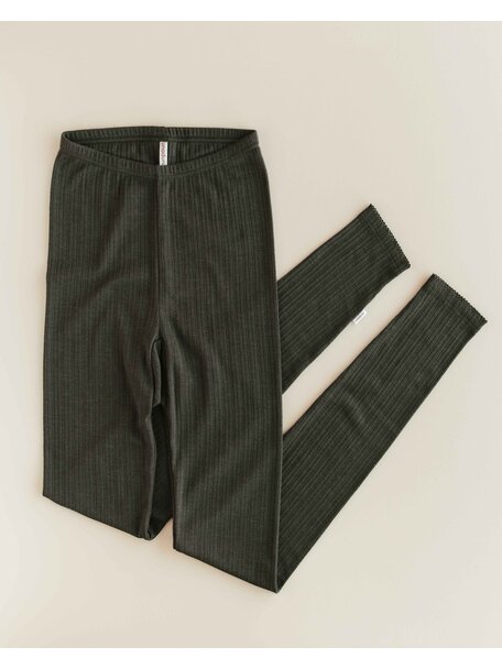 Unaduna Women's Leggings rib wool/silk- wakame