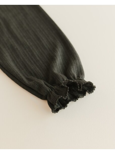 Unaduna Wrap around blouse rib wool/silk - wakame