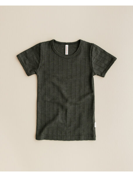Unaduna Kids Shirt short sleeves rib wool/silk - wakame